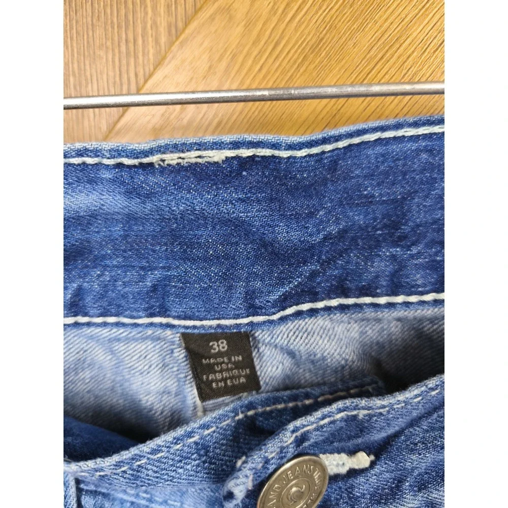 True Religion Mens 38x33‎ USA Made Button Fly Jeans Fade Wash Y2K Denim
